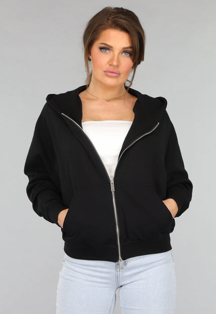 NEW2412 Oversized Zwart Vest met Zilveren Rits