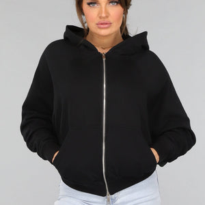 NEW2412 Oversized Zwart Vest met Zilveren Rits