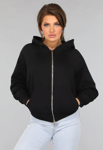 NEW2412 Oversized Zwart Vest met Zilveren Rits