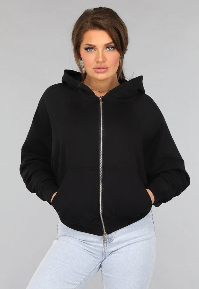 NEW2412 Oversized Zwart Vest met Zilveren Rits