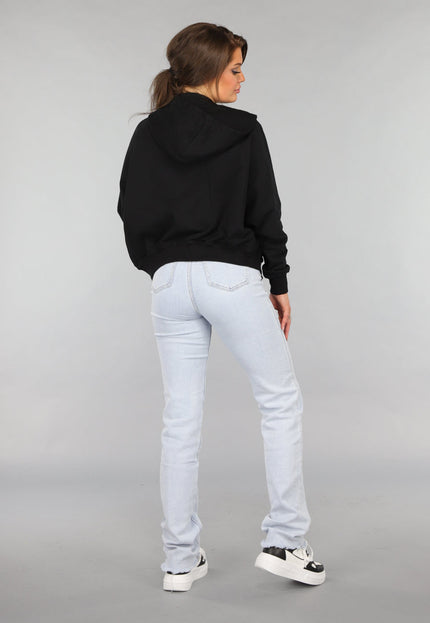 NEW2412 Oversized Zwart Vest met Zilveren Rits