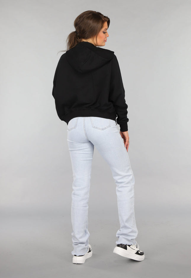 NEW2412 Oversized Zwart Vest met Zilveren Rits