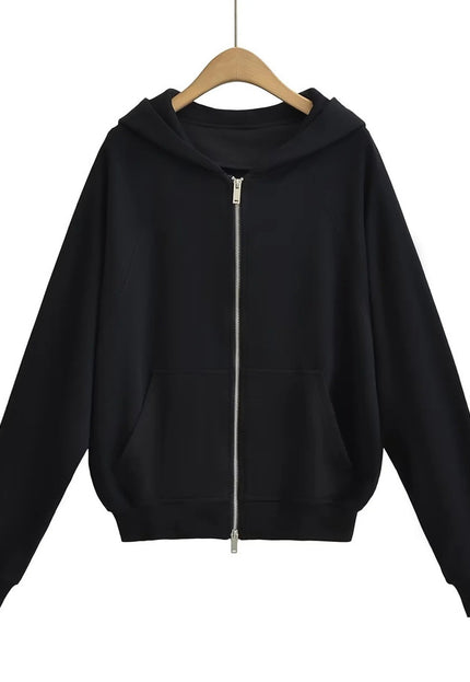 NEW2412 Oversized Zwart Vest met Zilveren Rits