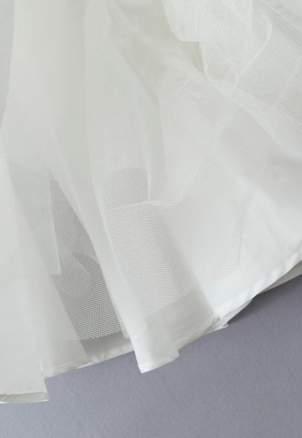 NEW2412 Wit Skaterjurkje met Ruffle Mouwtjes