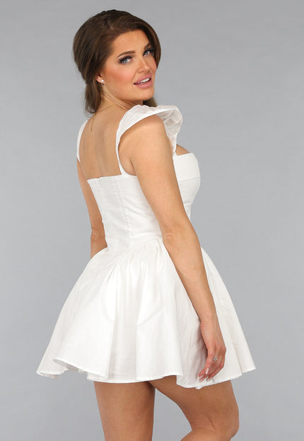 NEW2412 Wit Skaterjurkje met Ruffle Mouwtjes