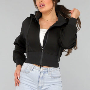 NEW2412 Zwart Vest in Kort Model met Afneembare Capuchon