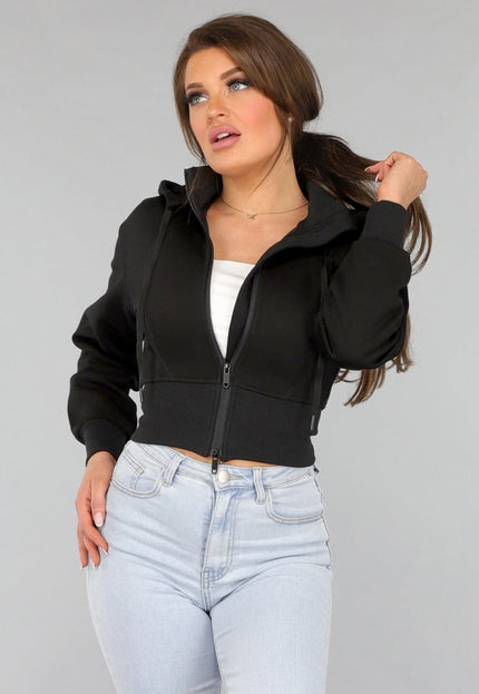 NEW2412 Zwart Vest in Kort Model met Afneembare Capuchon