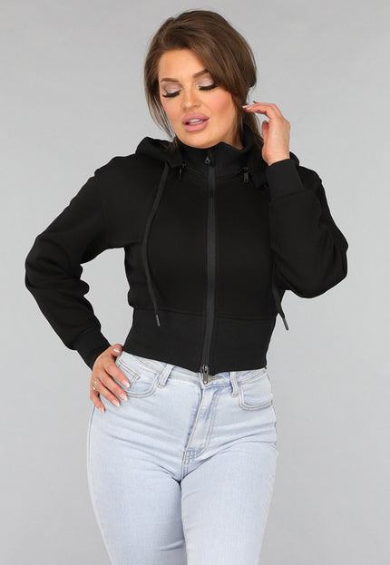 NEW2412 Zwart Vest in Kort Model met Afneembare Capuchon