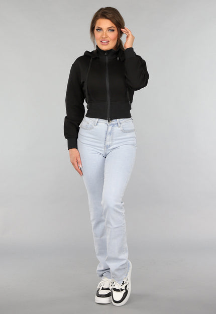 NEW2412 Zwart Vest in Kort Model met Afneembare Capuchon