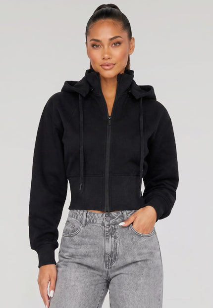 NEW2412 Zwart Vest in Kort Model met Afneembare Capuchon