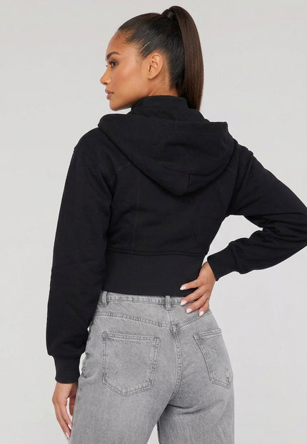 NEW2412 Zwart Vest in Kort Model met Afneembare Capuchon