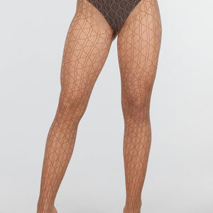 NEW250226 Bruine Transparante Panty met Print