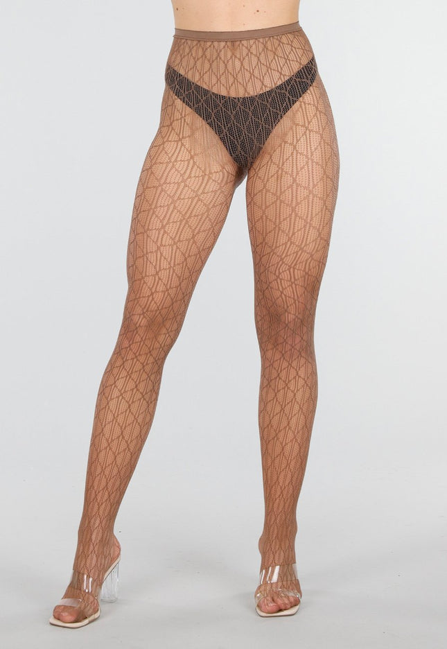 NEW250226 Bruine Transparante Panty met Print