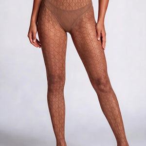 NEW250226 Bruine Transparante Panty met Print