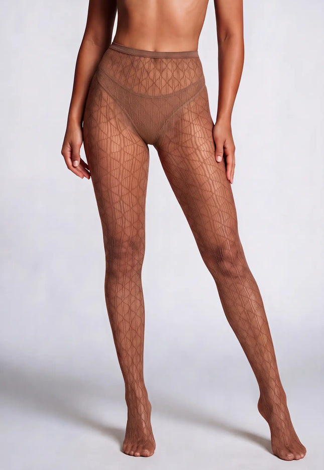 NEW250226 Bruine Transparante Panty met Print