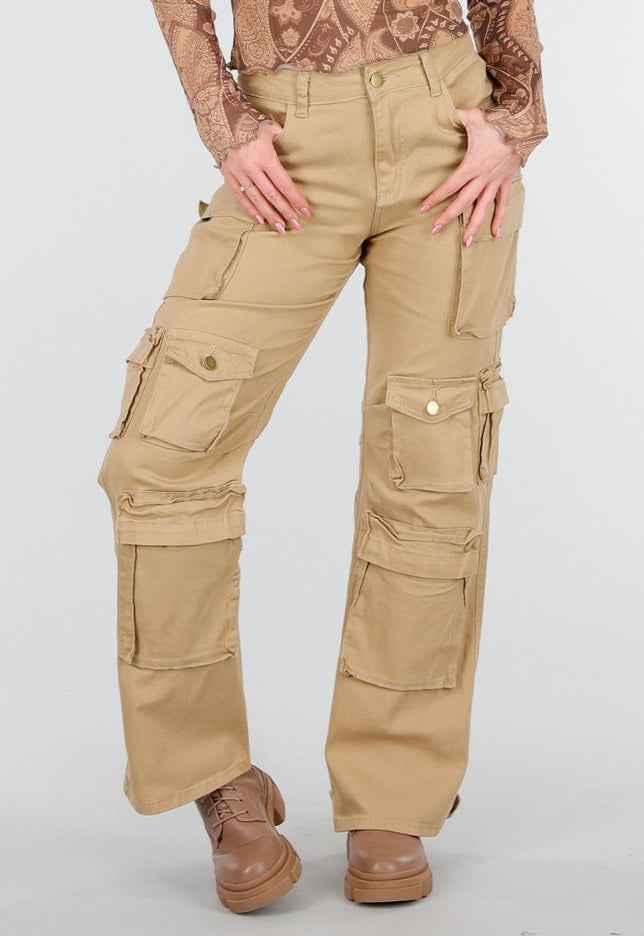 NEW250226 Camel Cargo Broek met Zakken