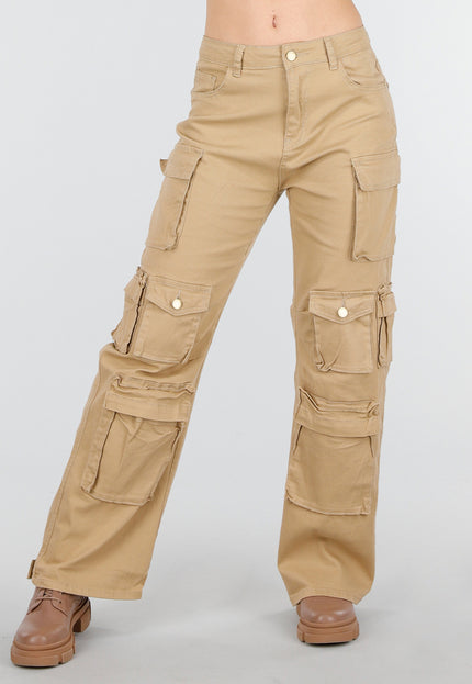 NEW250226 Camel Cargo Broek met Zakken
