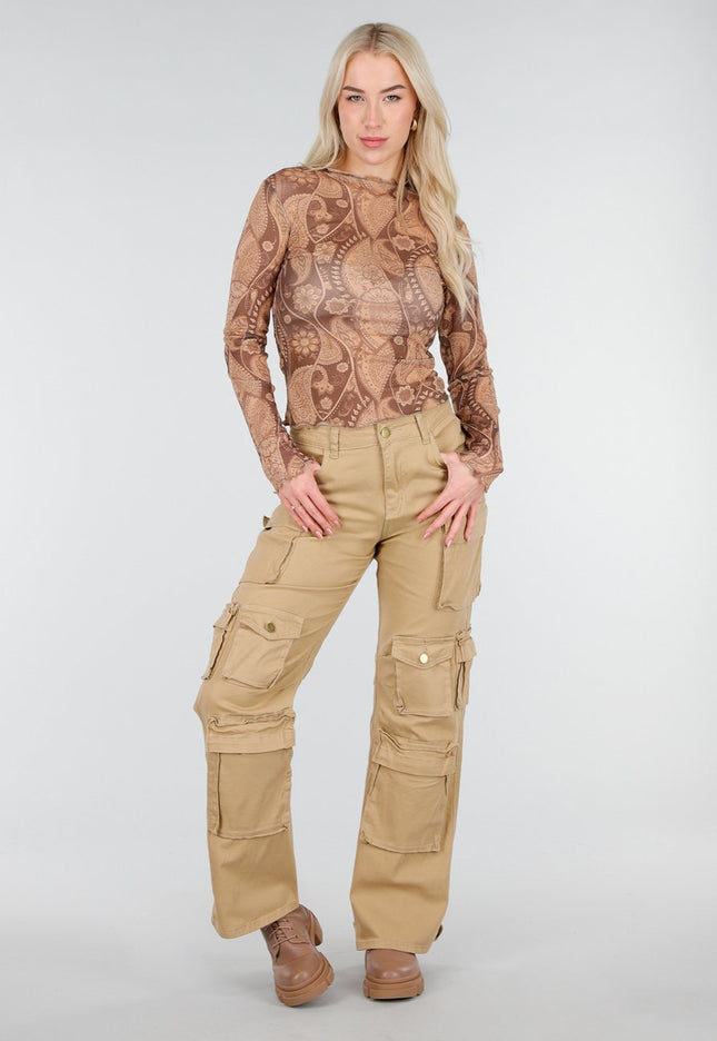 NEW250226 Camel Cargo Broek met Zakken