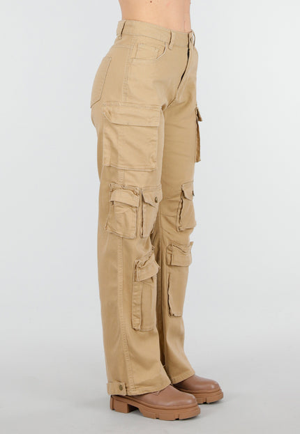NEW250226 Camel Cargo Broek met Zakken
