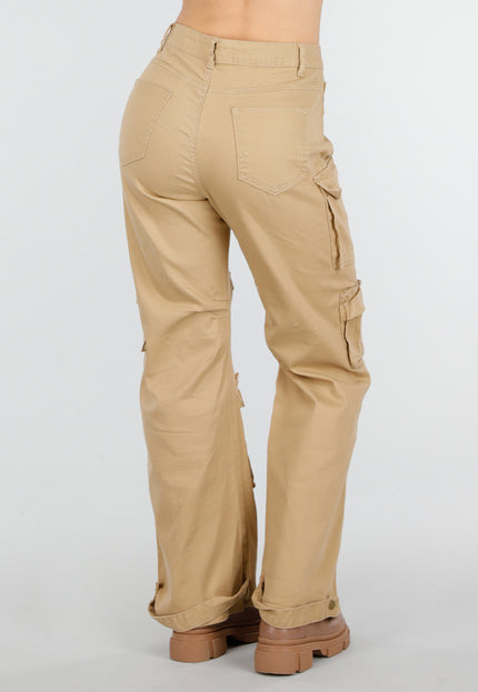 NEW250226 Camel Cargo Broek met Zakken
