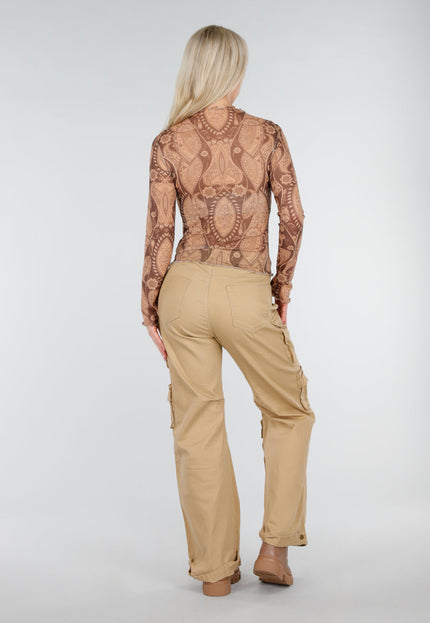 NEW250226 Camel Cargo Broek met Zakken