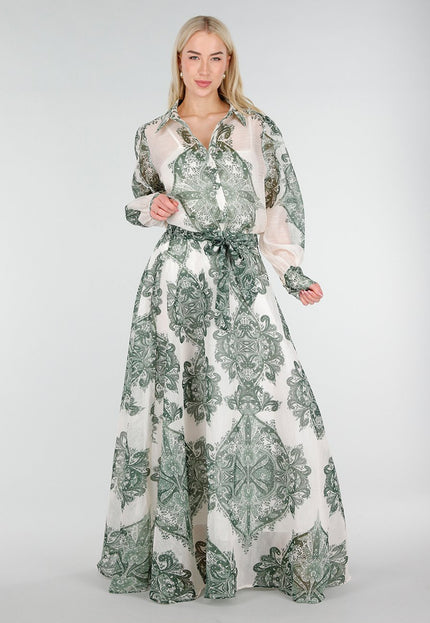 NEW250226 Groene Blouse met Paisley Print