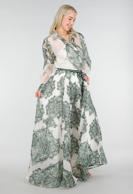 NEW250226 Groene Blouse met Paisley Print