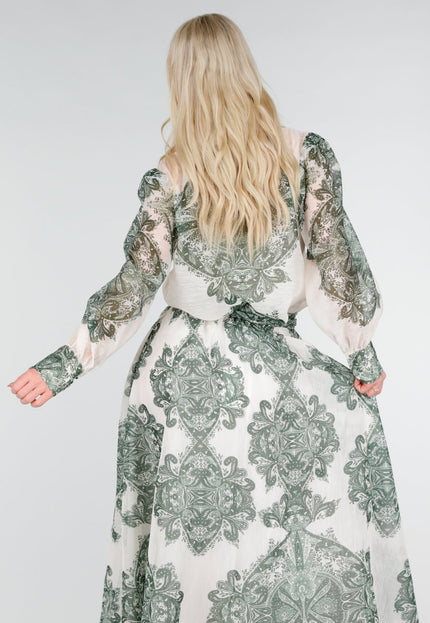 NEW250226 Groene Blouse met Paisley Print