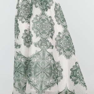 NEW250226 Groene Maxi Rok met Print