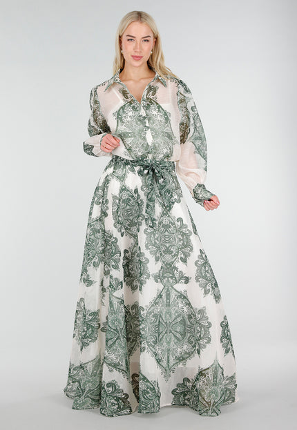NEW250226 Groene Maxi Rok met Print