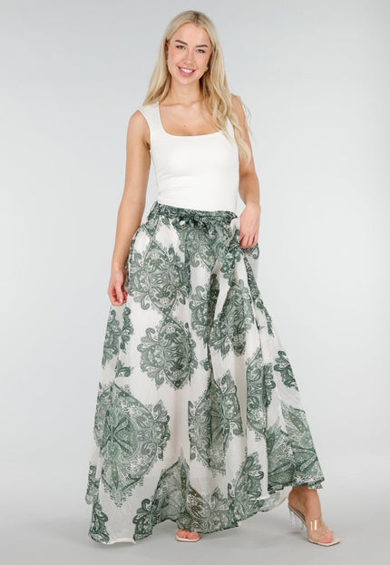 NEW250226 Groene Maxi Rok met Print