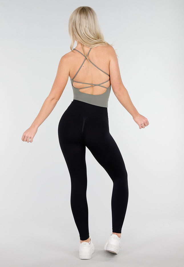 NEW250226 Groene Sportieve Top met Pads