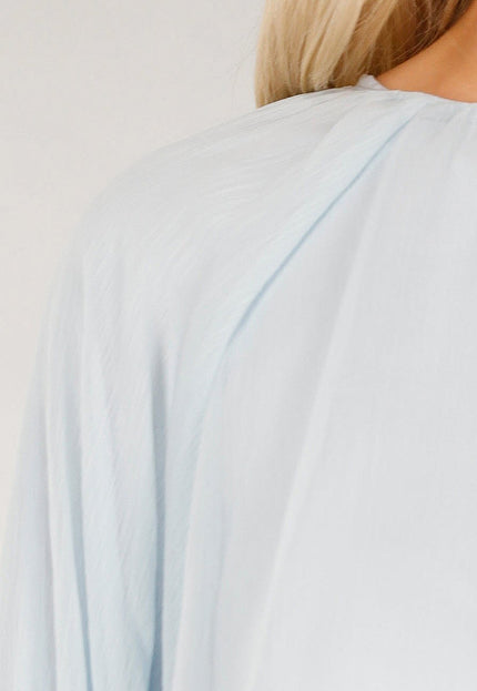NEW250226 Lichtblauwe Blouse met Wijde Mouwen