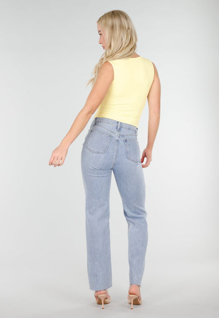 NEW250226 Lichtgele Body met Vierkante Hals