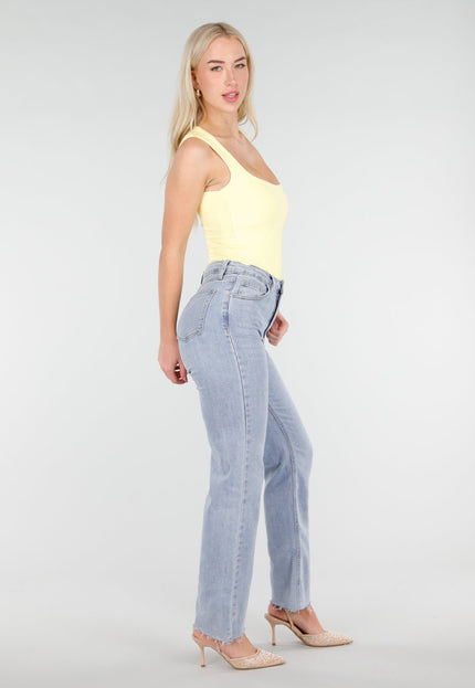 NEW250226 Lichtgele Body met Vierkante Hals