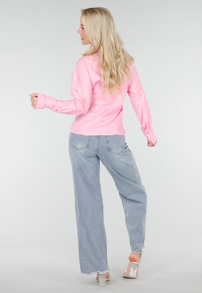 NEW250226 Roze Blouse met Stropdasdetail