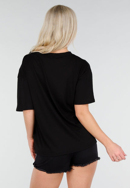 NEW250226 Zwart Katoenen T Shirt met V Hals