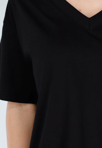 NEW250226 Zwart Katoenen T Shirt met V Hals