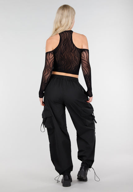 NEW250226 Zwarte Fishnet Top met Cut Out