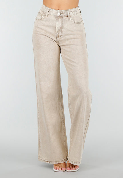 OP=OP.16.NL Beige Wide Leg Jeans met High Waist