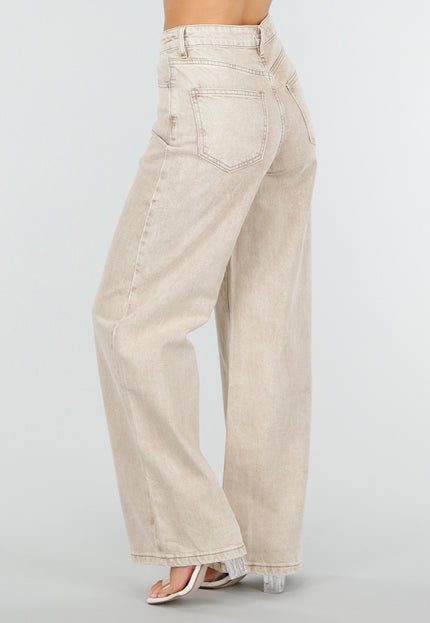 OP=OP.16.NL Beige Wide Leg Jeans met High Waist