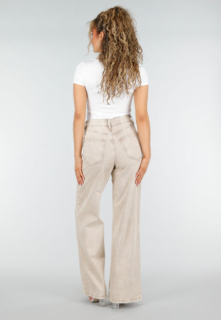 OP=OP.16.NL Beige Wide Leg Jeans met High Waist