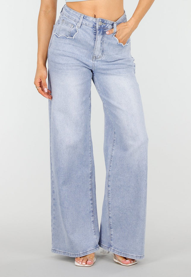 NEW250326 Lichtblauwe Denim Wide Leg Jeans