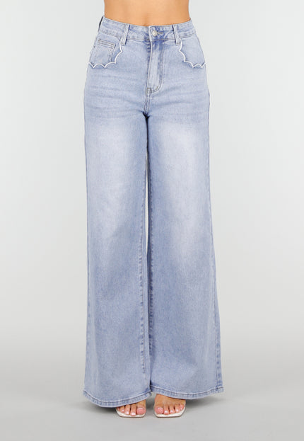 NEW250326 Lichtblauwe Denim Wide Leg Jeans