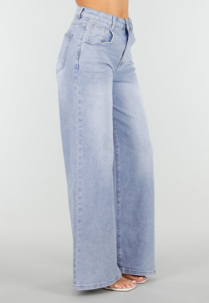 NEW250326 Lichtblauwe Denim Wide Leg Jeans