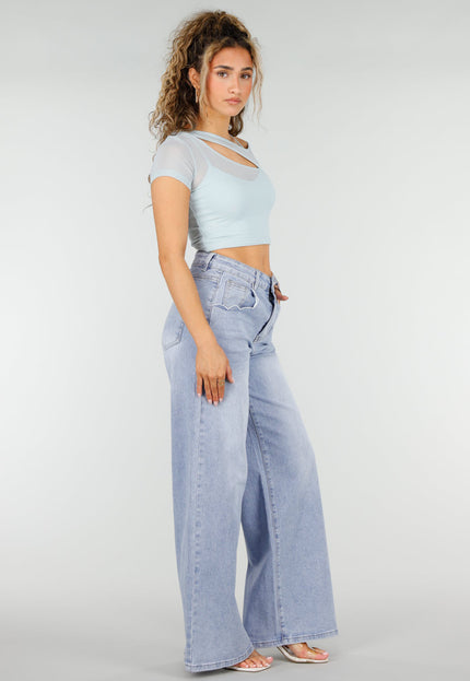 NEW250326 Lichtblauwe Denim Wide Leg Jeans