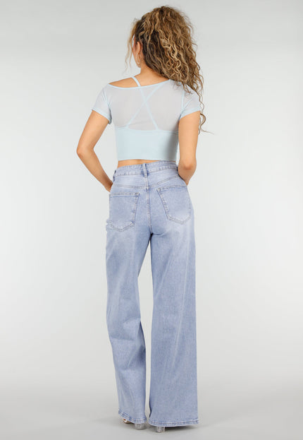 NEW250326 Lichtblauwe Denim Wide Leg Jeans