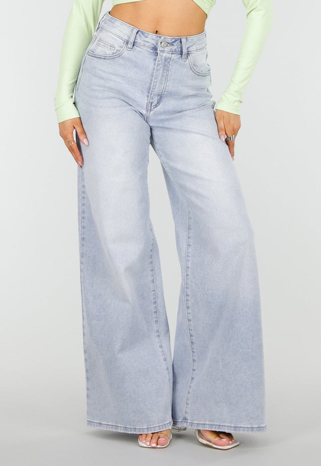 OP=OP.19.NL Lichtblauwe Wide Leg Jeans met Stretch