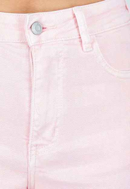 NEW250326 Lichtroze Wide Leg Jeans met Hoge Taille