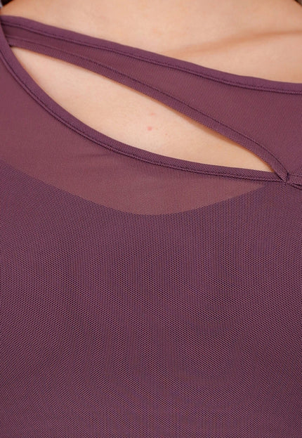 NEW250326 Paarse Mesh Crop Top met Pads